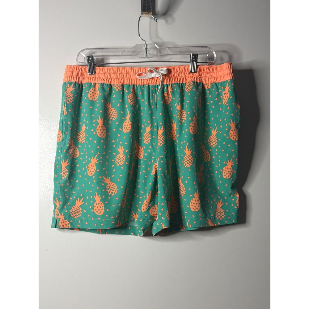 Chubbies Mens XL Swim Trunks Teal Orange Pineapple Print Mesh Lined Shorts